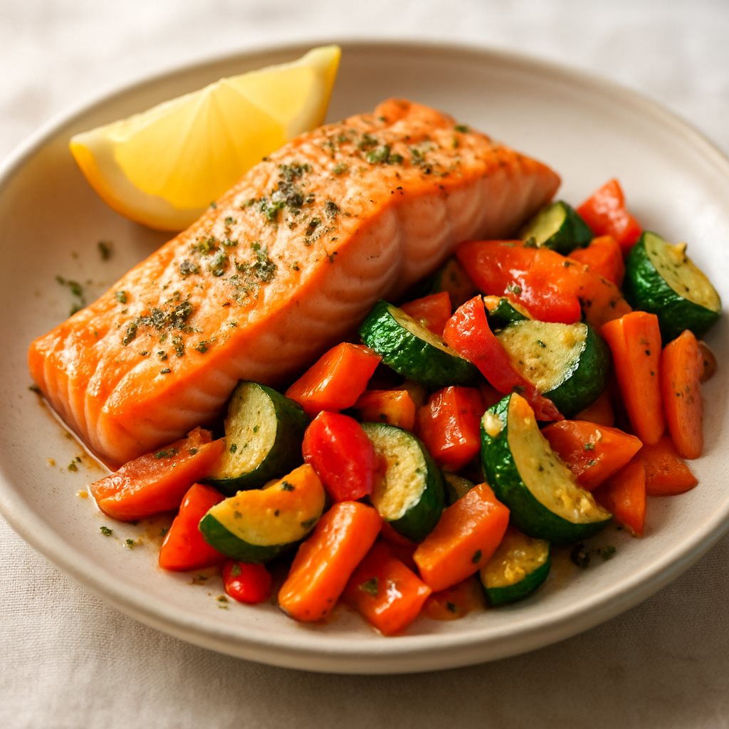 Baked Salmon with Roasted Vegetables