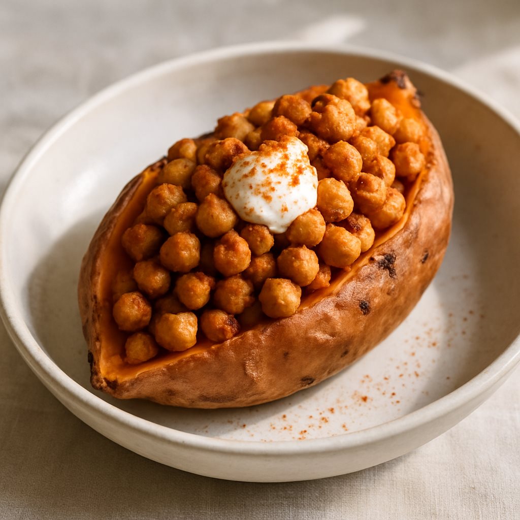 Stuffed Sweet Potato with Chickpeas